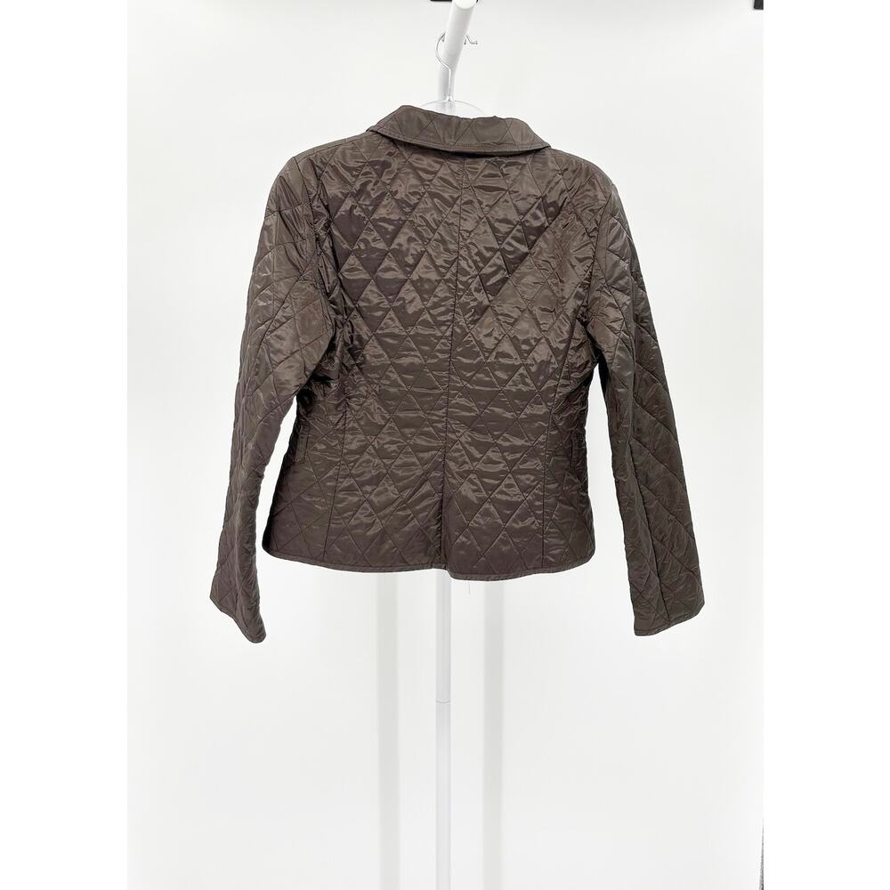Burberry Brown Diamond Quilted Jacket Nova Check Lining Size Medium Button Coat - Picture 3 of 7